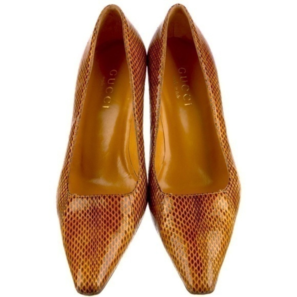 Vintage Gucci Reptile Snake Skin Classic Pointy Toe High Heel Designer Shoes